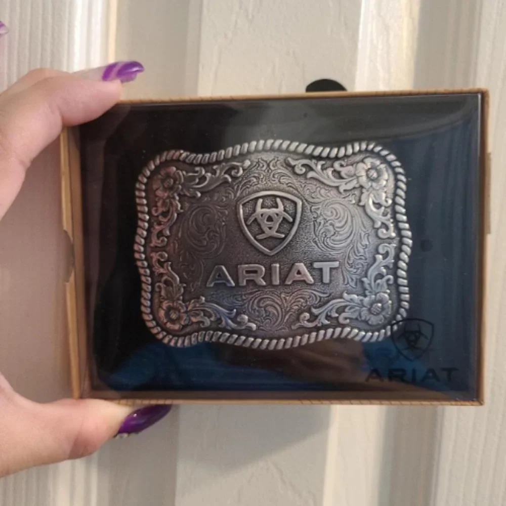 Man Silver Logo Belt Buckle